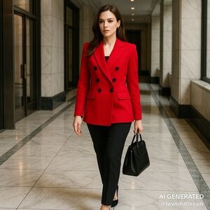 Éclà Y2K Red Double-Breasted Blazer Made in Italy IT 46 M-L